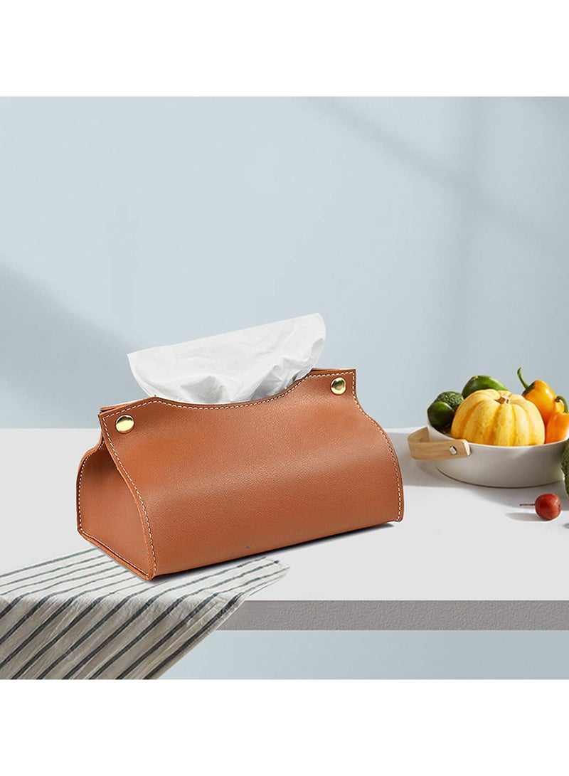 DECORHILLS Leather Tissue Box Rectangle | Long Tissue Box Cover | Tissue Box Holder | Faux Leather Tissue Box Cover Rectangular | Tissue Holder for Bathroom | Car Tissue Holder (Blue) - Image 3
