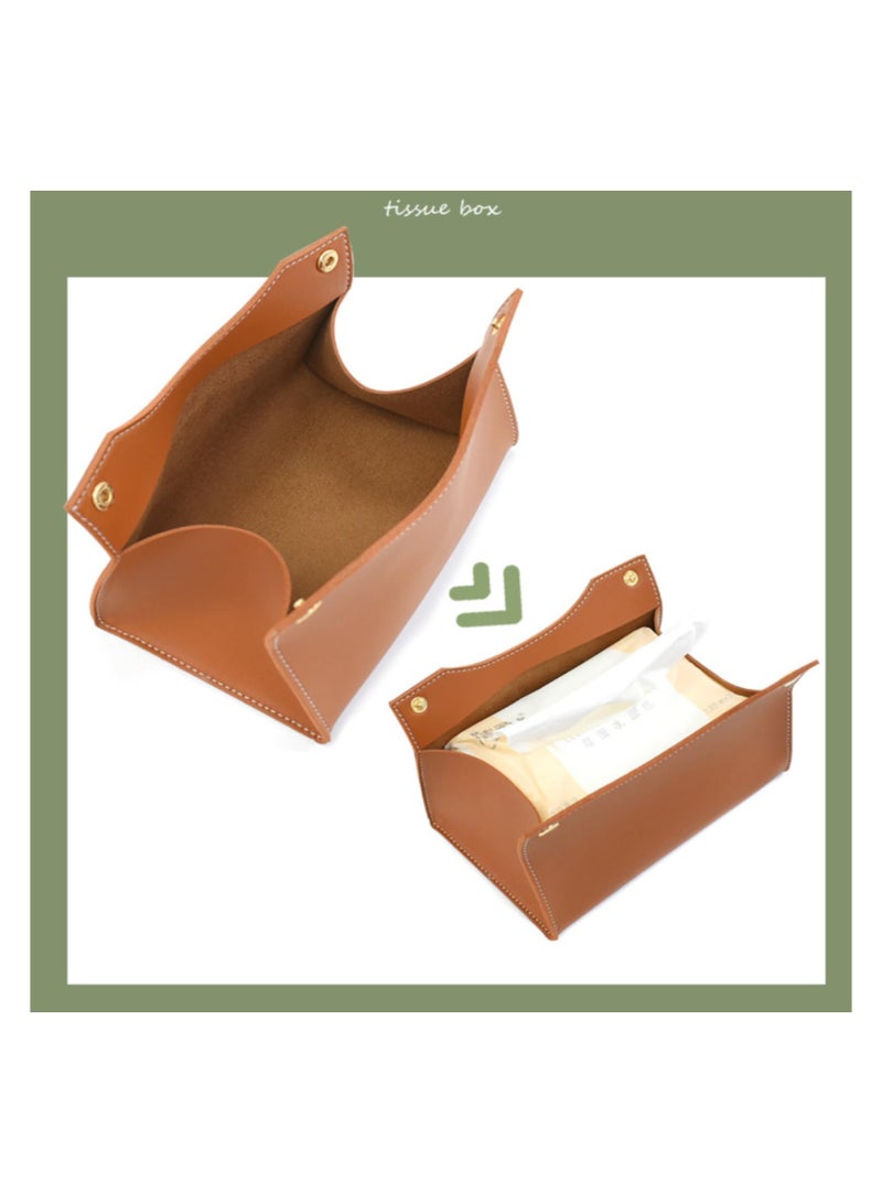 DECORHILLS Leather Tissue Box Rectangle | Long Tissue Box Cover | Tissue Box Holder | Faux Leather Tissue Box Cover Rectangular | Tissue Holder for Bathroom | Car Tissue Holder (Blue) - Image 4