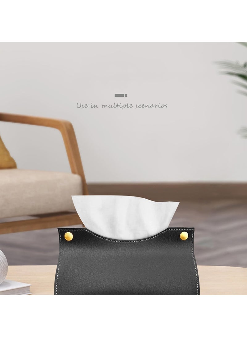 DECORHILLS Leather Tissue Box Rectangle | Long Tissue Box Cover | Tissue Box Holder | Faux Leather Tissue Box Cover Rectangular | Tissue Holder for Bathroom | Car Tissue Holder (Blue) - Image 5