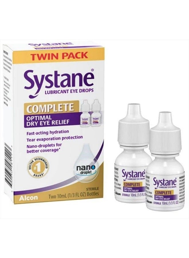 Systane Complete Lubricant Eye Drops, 0.34 Fl Oz, 2 Count (Pack of 1) - Image 1
