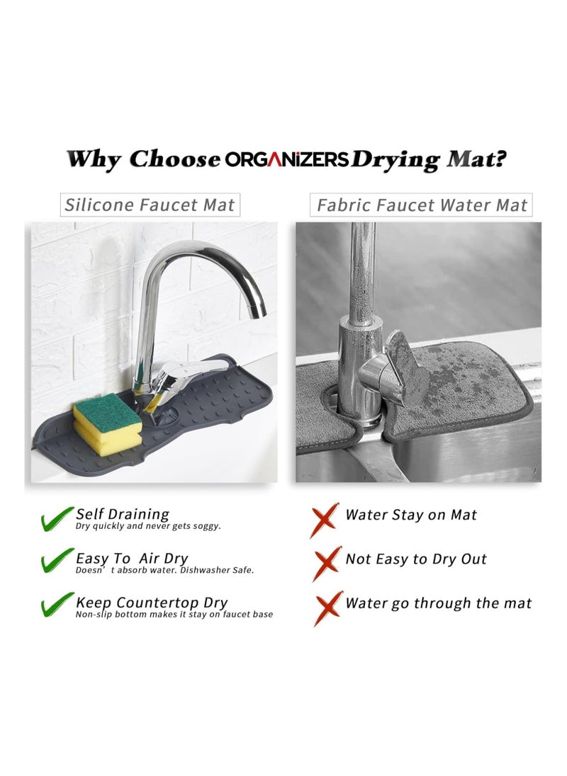 ORGANiZERS Organizers Silicone Sink Splash Guard for Faucet | Water Catcher Mat | Kitchen & Bathroom Sink Protector | Drip Catcher Drying Mat | Splash Guard for Bar, RV | Fits Most Faucets (37x14x0.5 cm)  - Image 4