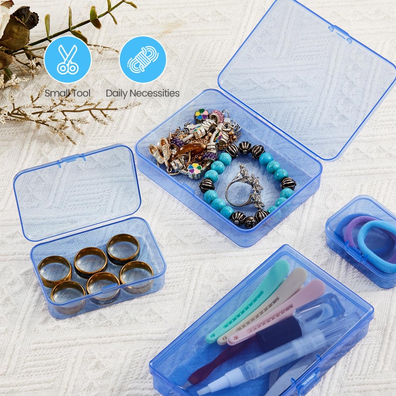 Goodma 12 Pieces Mini Rectangular Plastic Boxes Empty Storage Organizer Containers with Hinged Lids for Small Items and Other Craft Projects (Blue, 3.3 x 2.2 x 1 inch) - Image 2