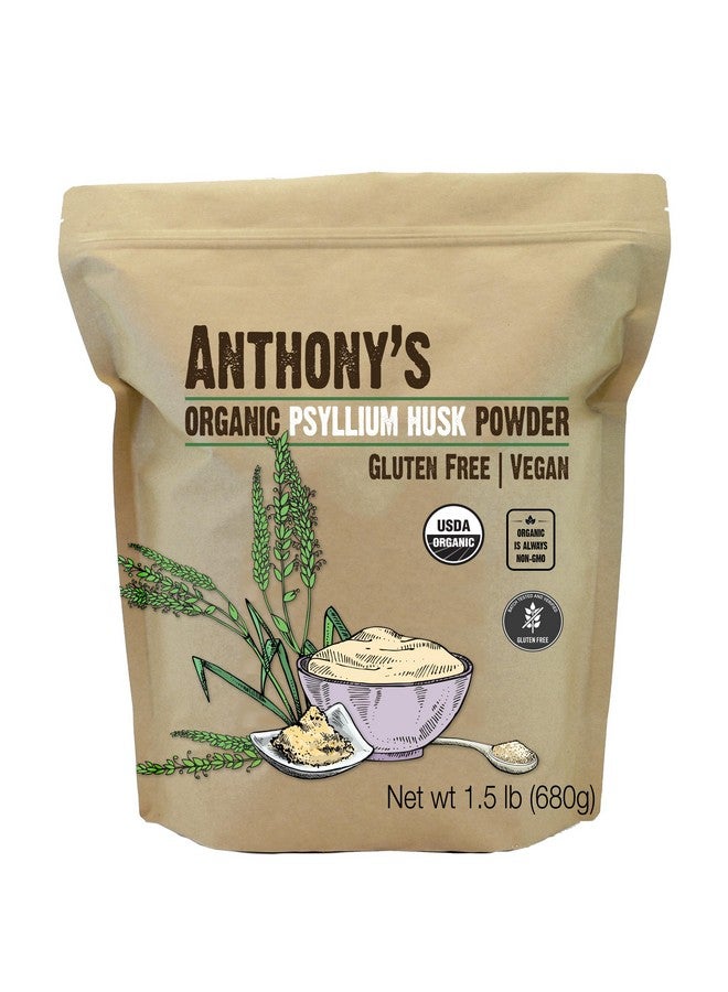 Anthony's Organic Psyllium Husk Powder, 1.5 lb, Gluten Free, Non GMO, Finely Ground, Keto Friendly - Image 1