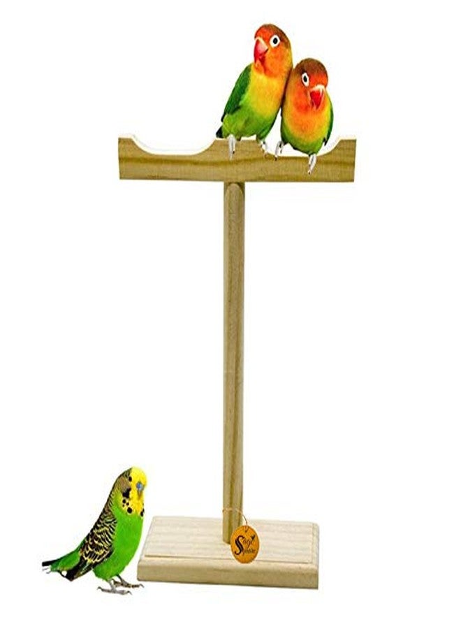 Sage Square Tabletop Natural Wood Training Cum Exercise Playful Perch Bird Stand/Bird Toy - Image 1