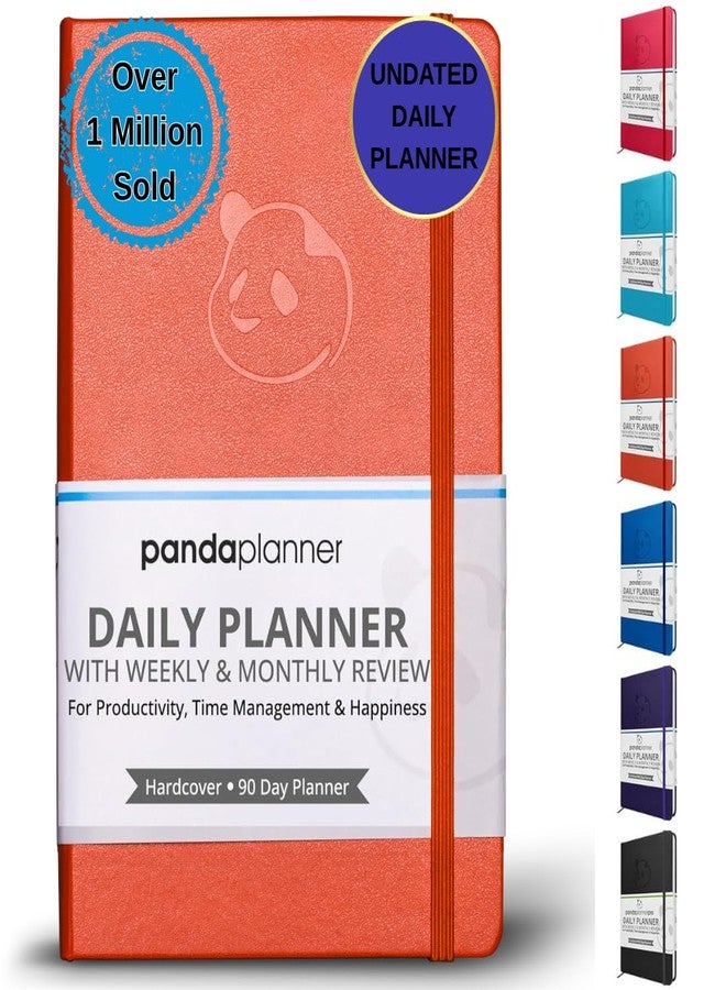 Panda Planner - Daily Planner, Calendar and Gratitude Journal to Increase Productivity, Time Management & Happiness - Hardcover, Undated Day - Quarter Year Planner - Guaranteed (Orange) - Image 1