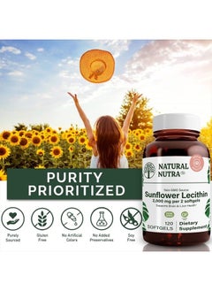 Natural Nutra Sunflower Lecithin Supplement 2000 mg, Improve Liver Function, Memory Booster, Non-GMO, Gluten Free, 120 Softgels (2 Pack)  - Image 4