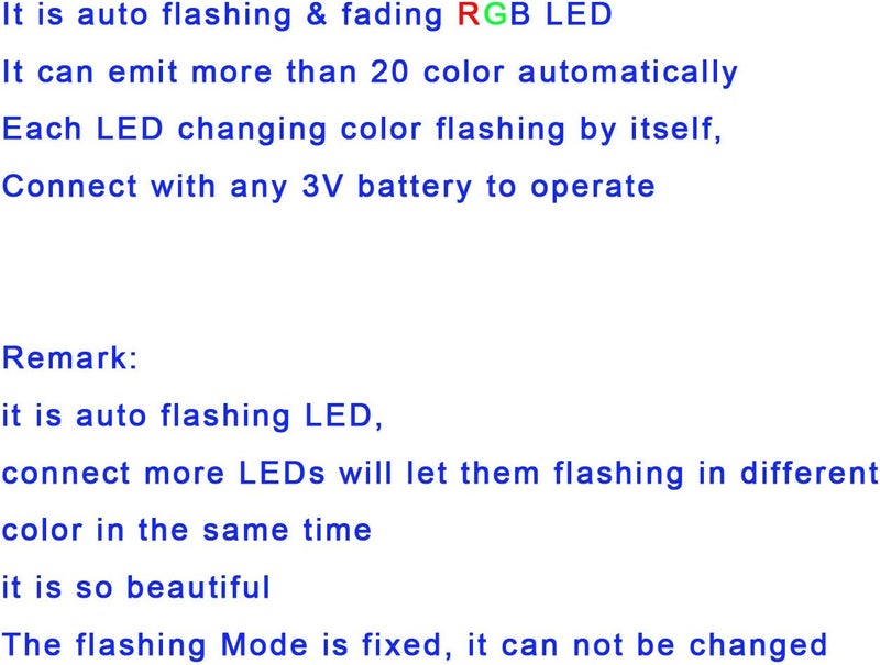 Bowerful 50 pcs Pre-soldered Rainbow RGB Flashing SMD Led 0605 + Muti-Resistor Micro Litz Wired Leads - Image 3