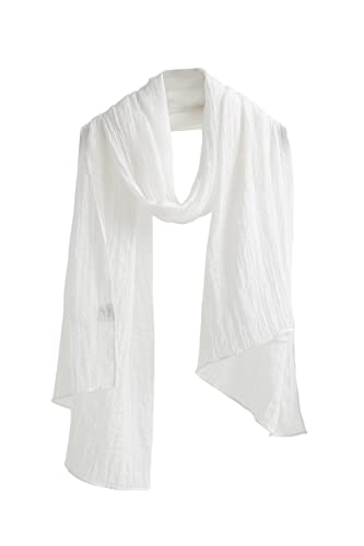 Jeelow White Scarf Shawl Wrap Soft Lightweight Scarves And Wraps For Men And Women (White) - Image 1