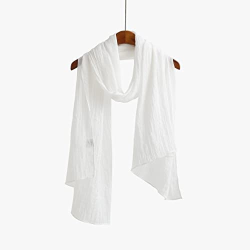 Jeelow White Scarf Shawl Wrap Soft Lightweight Scarves And Wraps For Men And Women (White) - Image 3
