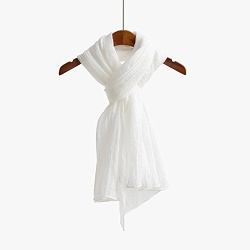 Jeelow White Scarf Shawl Wrap Soft Lightweight Scarves And Wraps For Men And Women (White) - Image 5