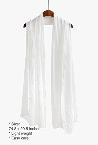 Jeelow White Scarf Shawl Wrap Soft Lightweight Scarves And Wraps For Men And Women (White) - Image 2