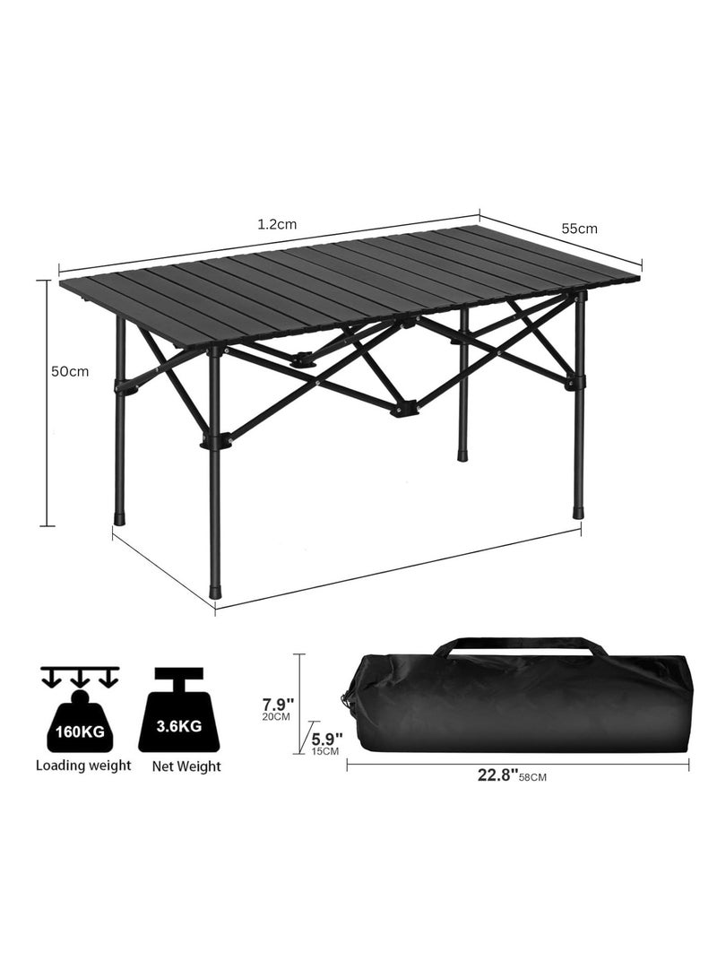 Outdoor Camping Folding Table，Lightweight Folding Table with Aluminum Table Top and Carry Bag, Easy to Carry, Perfect for Outdoor, Picnic, Cooking, Beach, Hiking(120×55×50cm) - Image 2