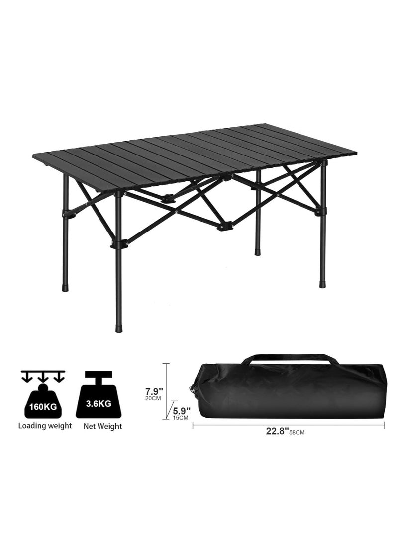 Outdoor Camping Folding Table，Lightweight Folding Table with Aluminum Table Top and Carry Bag, Easy to Carry, Perfect for Outdoor, Picnic, Cooking, Beach, Hiking(120×55×50cm) - Image 1