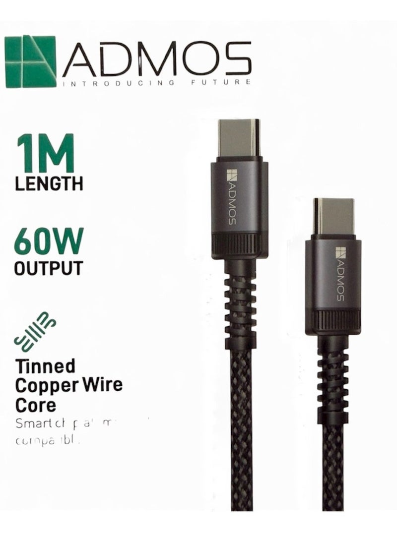 أدموس سلك شاحن TYPE-C TO TYPE-C  تايب سي أصلي فائق السرعة 60W جودة عالية - Image 1