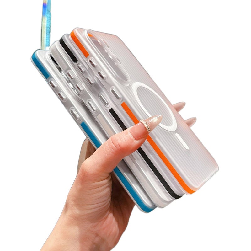 غطاء MagSafe بAcrylic باللون أزرق من الأكريليك لـ Samsung Galaxy S24 Ultra مع شريط مضاد للانزلاق مموج ومغناطيسي بلوري مع مضاد لبصمات الأصابع مع مغناطيس قوي للاستخدام المنزلي - Image 5