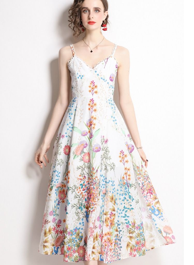 High Waist Split Print Long Dress - Image 2