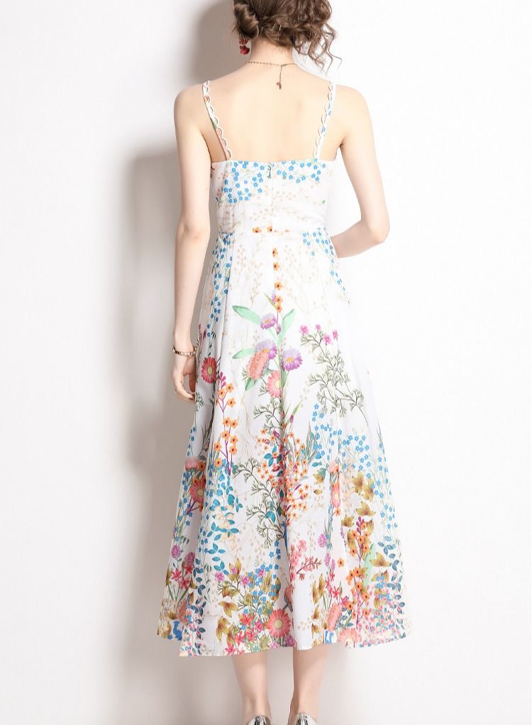 High Waist Split Print Long Dress - Image 3
