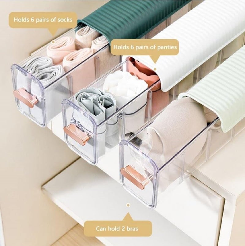 COFIEX COFIEX Wall Mounted Socks and Undergarment Organizer with 5Grids Transparent Storage Box for Wardrobe Bra Panty Data Cable and Spices Organization Quirk Drawer Organizer for Women1PIS - Image 4