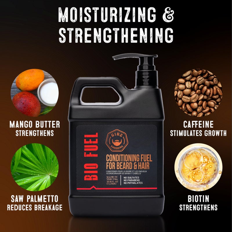 GIBS BioFuel Hair Conditioner For Men - Beard & Hair Conditioner Moisturizing, Liter, 33.8 Fl Oz (Pack of 1) - Image 4