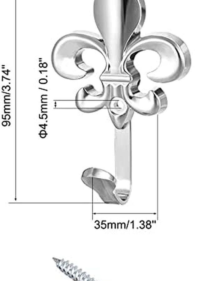 2 Pcs Silver Tone Zinc Alloy Wall Mounted Hooks For Robe And Clothes Hanger - Image 3