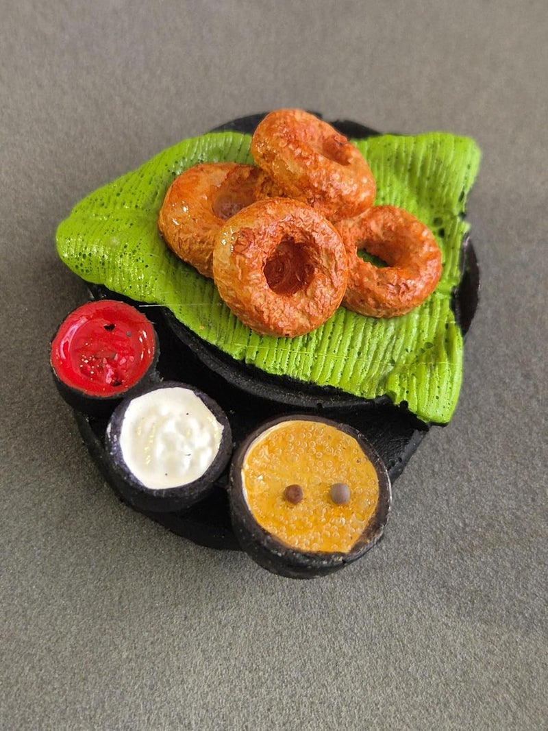 DT DECTONE South Indian Dishes Sambhar Vada Fridge Magnet Miniature Food 3D Fridge Magnet Best Souvenir Gift 100 Made in India - Image 5