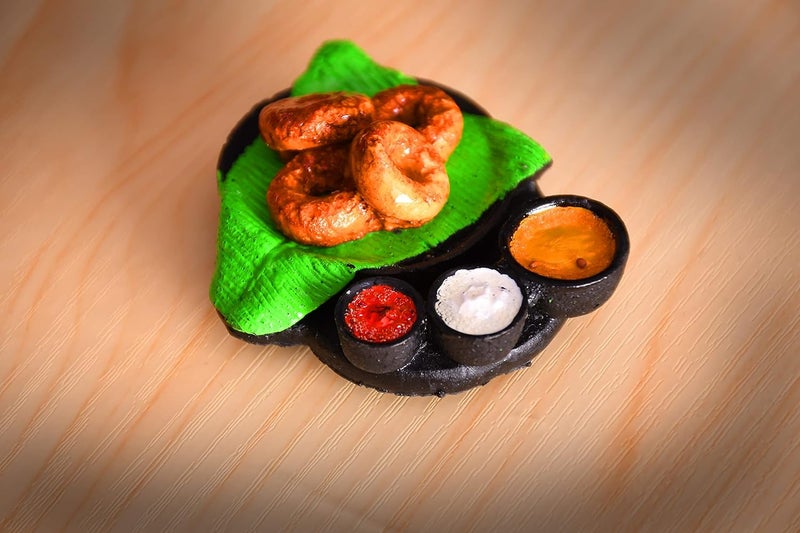 DT DECTONE South Indian Dishes Sambhar Vada Fridge Magnet Miniature Food 3D Fridge Magnet Best Souvenir Gift 100 Made in India - Image 1
