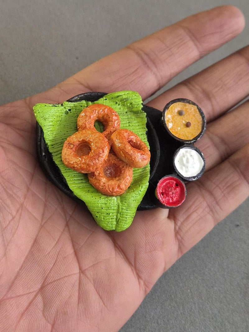 DT DECTONE South Indian Dishes Sambhar Vada Fridge Magnet Miniature Food 3D Fridge Magnet Best Souvenir Gift 100 Made in India - Image 4