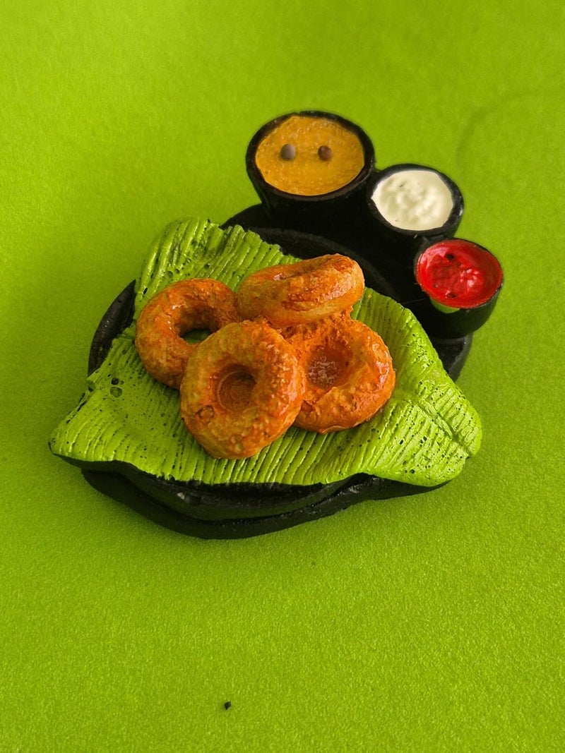 DT DECTONE South Indian Dishes Sambhar Vada Fridge Magnet Miniature Food 3D Fridge Magnet Best Souvenir Gift 100 Made in India - Image 3