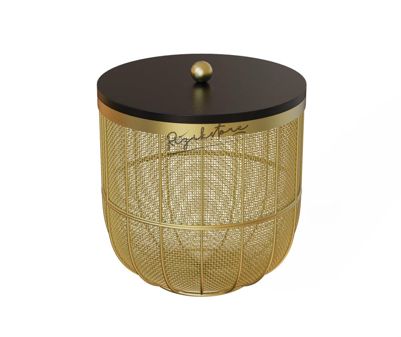 RIZIK STORE® Modern Metal Fruit Basket/Bowl with Lid – Perfect for Fruits, Vegetables, and Home Décor, Durable Design, 22x24cm (Gold) - Image 5