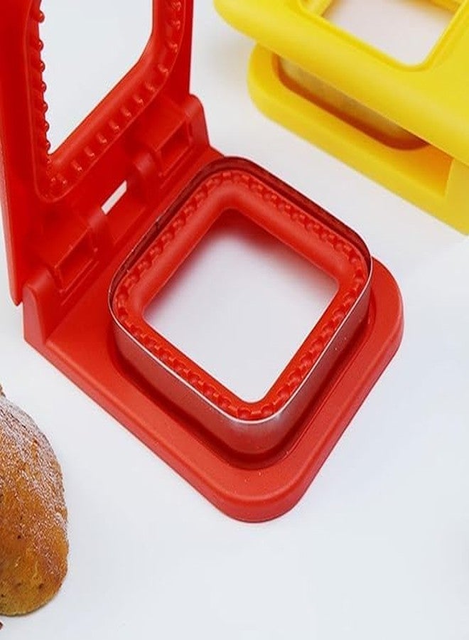 JAMBUVANTI 2 in 1 Sandwich Cutter and Sealer Kitchen Accessory Practical for Boys Girls Stainless Steel Baking Tools, Sandwich Pocket Bread Mold, Great for Lunchbox and Bento Box Square Multicolor 1PCS - Image 2