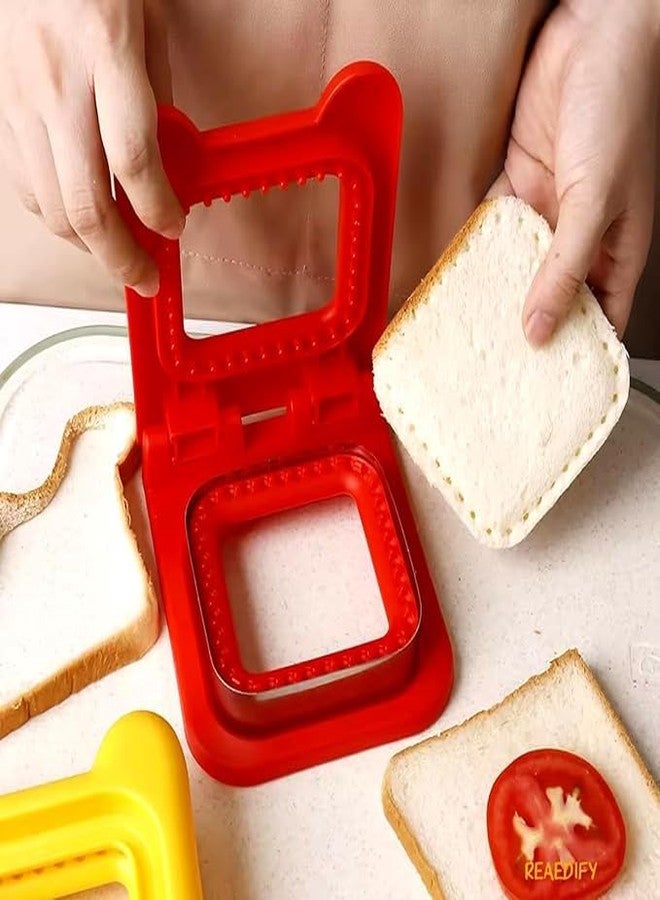 JAMBUVANTI 2 in 1 Sandwich Cutter and Sealer Kitchen Accessory Practical for Boys Girls Stainless Steel Baking Tools, Sandwich Pocket Bread Mold, Great for Lunchbox and Bento Box Square Multicolor 1PCS - Image 1