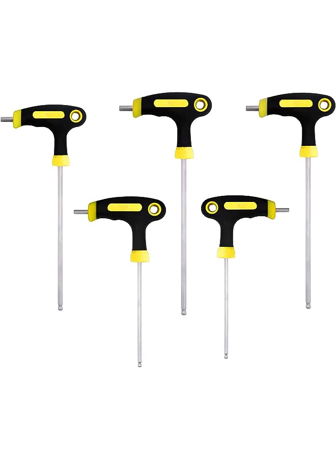 IAF Pieces Hex Allen Key Wrench, 2.5-6mm T-Handle Metric Bike Hex Key with Ball End Screwdriver Hand Tool for Bike Pedal Handlebar Disc Brake Mount Repair - Image 1