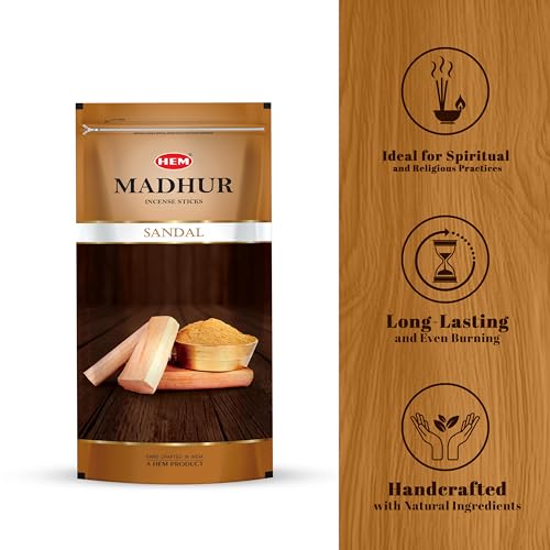 Hem Madhur Sandal Incense Sticks | Soothing Sandalwood Aroma for Puja, Meditation & Home Ambiance | Long-Lasting Fragrance | Burns 35-40 Min | Approx. 100 Sticks | Resealable Zip Pouch | 135 gm Pack - Image 4
