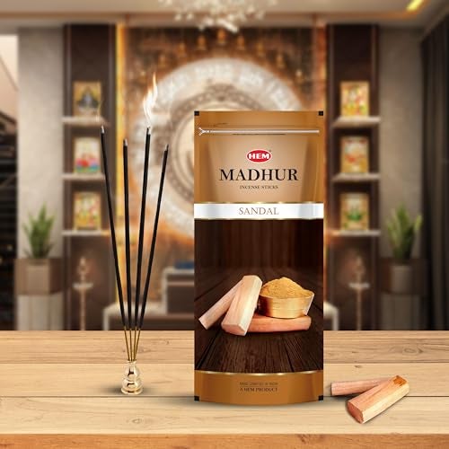 Hem Madhur Sandal Incense Sticks | Soothing Sandalwood Aroma for Puja, Meditation & Home Ambiance | Long-Lasting Fragrance | Burns 35-40 Min | Approx. 100 Sticks | Resealable Zip Pouch | 135 gm Pack - Image 2