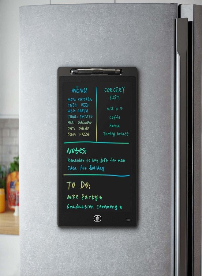 onbuwws Magnetic Dry Erase Board for Fridge, 9.8”×6.7” Small LCD Writing Tablet Blackboard Grocery to Do List Magnet Pad Black White Whiteboard Adult Chore Chart Refrigerator Digital Notepad Message Center - Image 1