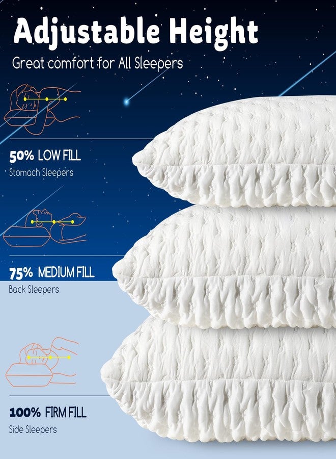 KUCEY Cooling Side Sleeper Pillow for Neck and Shoulder Pain, Luxury Shredded Memory Foam Pillows for Sleeping, Firm Bed Pillows Queen Size Set of 2- Adjustable Queen Size- Washable Cover Original White - Image 3