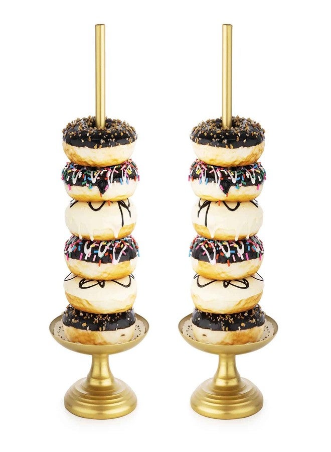 WOPARTY Donut Stand Metal 2 Pack, Gold Display Tower for Dessert Table, Doughnut Holder for Birthday, Wedding, Baby Shower, Bridal Showers,Christmas, Party Supplies - Image 1