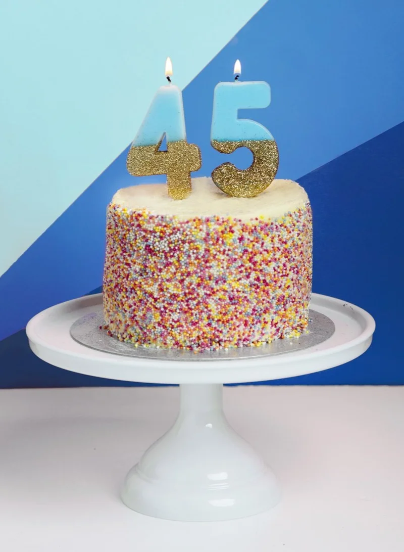 Talking Tables Blue & Gold Glitter Number Candle - 5