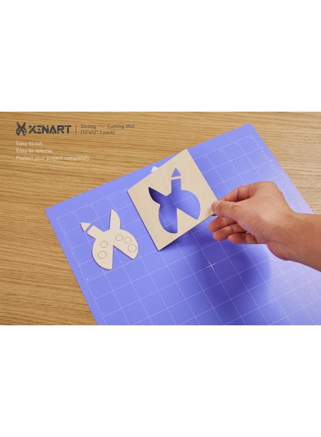 XINART StrongGrip Cutting Mat for Silhouette Cameo 4/3/2/1(3 Mats,12x12 inch) Strong Grip Adhesive Sticky Accessories Craft Vinyl Replacement Cut Mats for Silhouette Cameo - Image 4
