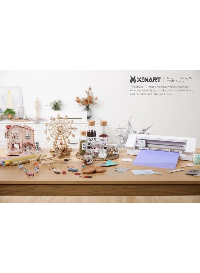 XINART StrongGrip Cutting Mat for Silhouette Cameo 4/3/2/1(3 Mats,12x12 inch) Strong Grip Adhesive Sticky Accessories Craft Vinyl Replacement Cut Mats for Silhouette Cameo - Image 5