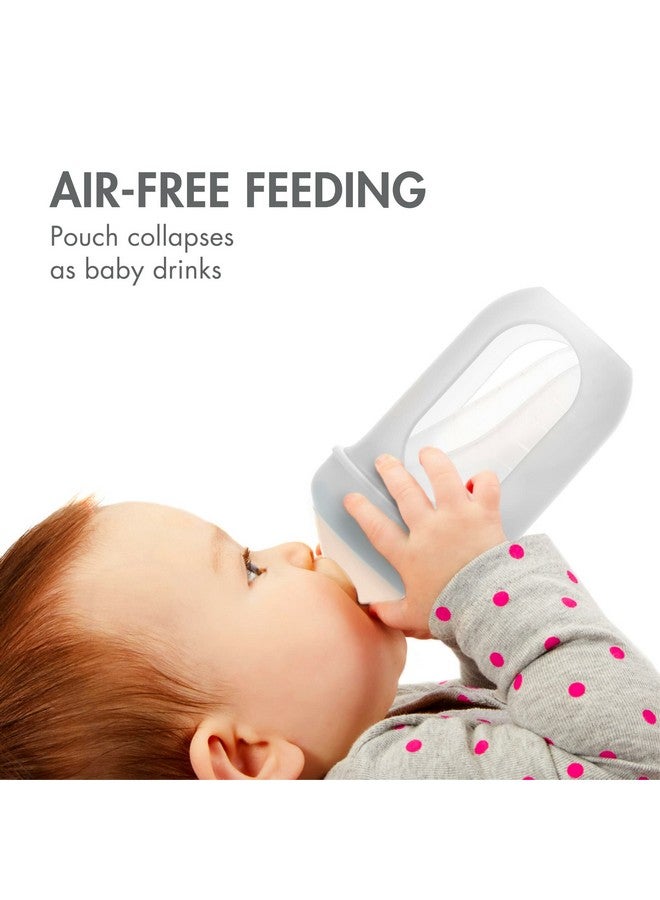 بون زجاجات الرضاعة القابلة لإعادة الاستخدام من Boon Nursh - حلمة تدفق بطيء - جراب وحلمة من السيليكون لزجاجات الرضاعة - أساسيات تغذية الطفل - رمادي - من عمر 0 إلى 3 أشهر - 3 قطع - 4 أونصة - Image 2