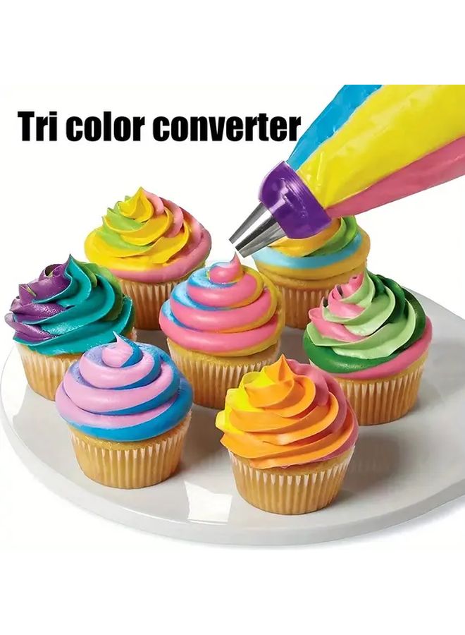 2 Pack Purple Icing Piping Nozzles With Converter For Cake Decorating Pastry Bags - Image 1