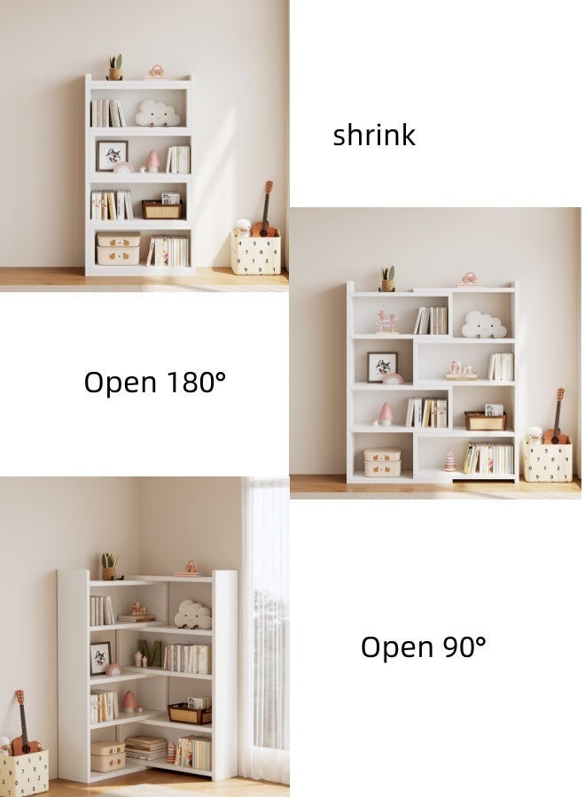 JCB CHIC 4-Tier Wooden Display Cabinet Rack,Extendable 51-95cm Wide Open Shelf Bookcase,8 Cubes Bookshelf,Multifunctional Freestanding Book Storage Shelves for Home and Commercial Use - Image 2