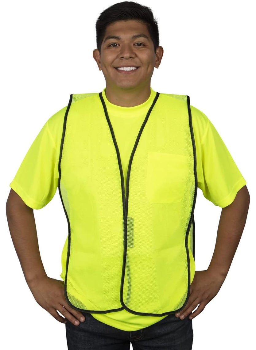 Cordova Cordova V101 General Purpose Type O NonRated Lime Mesh Vest Hook  Loop Closure No Reflective Tape One Size Fits Most 10Pack  - Image 3