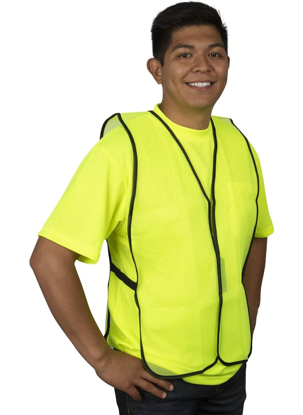Cordova Cordova V101 General Purpose Type O NonRated Lime Mesh Vest Hook  Loop Closure No Reflective Tape One Size Fits Most 10Pack  - Image 5