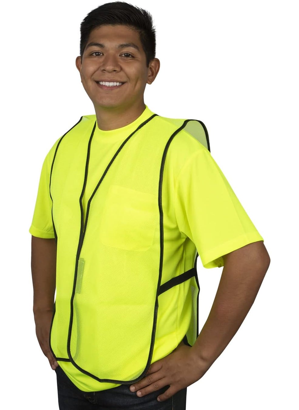 Cordova Cordova V101 General Purpose Type O NonRated Lime Mesh Vest Hook  Loop Closure No Reflective Tape One Size Fits Most 10Pack  - Image 4