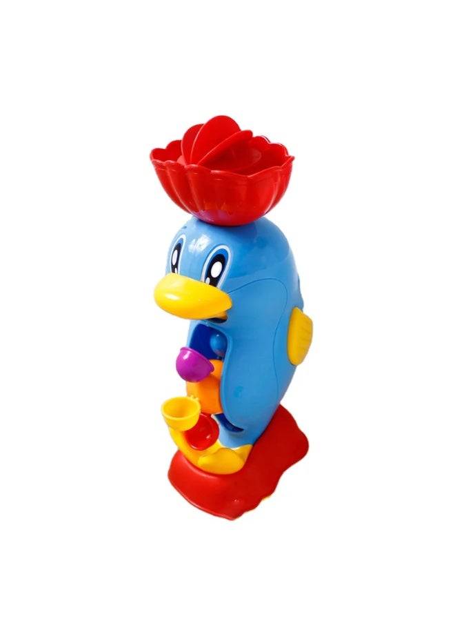 MiniMe Penguin Water Pouring Bath Toy | 6–36 Months | Blue & Red | ABS Plastic & Suction Cups | Includes 4 Scoop Cups & Spinning Water Wheel & Pour Spout & Rotating Handle | Interactive Sensory - Image 3