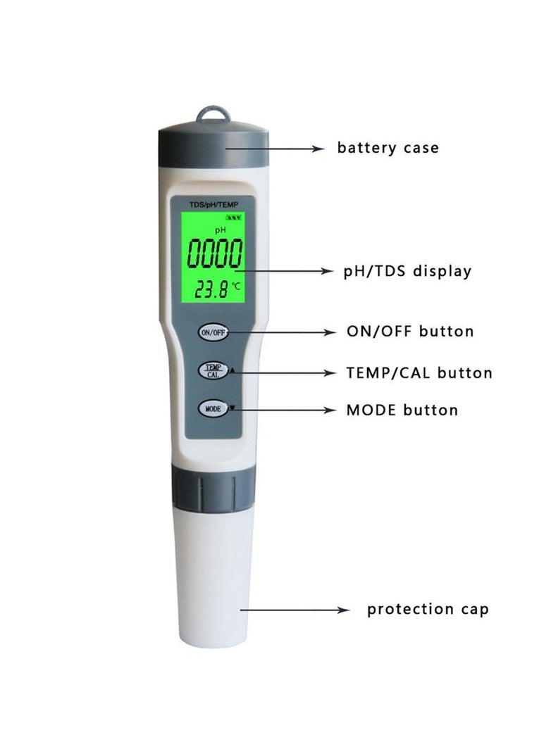 Generic - TDS PH Meter PH/TDS/EC/Temperature Meter Digital Water Quality Monitor Tester - Image 1