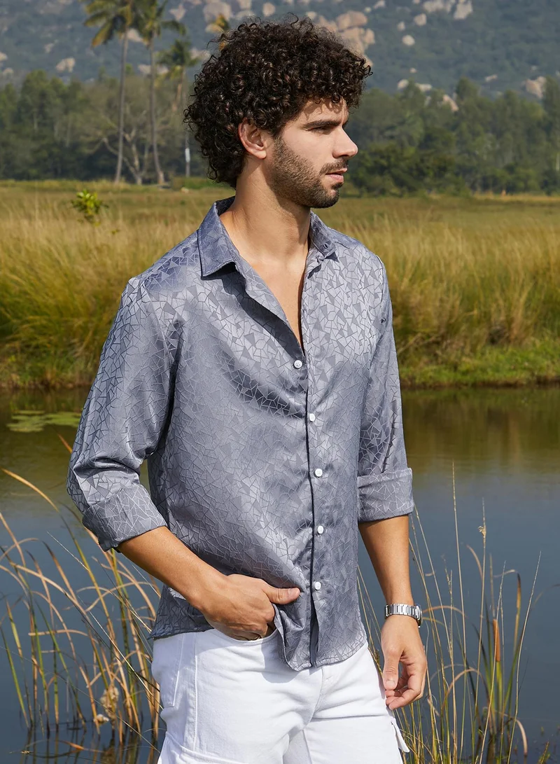 كامبوس سوترا Men's Coin Grey Mozaic-Tactile Shirt
