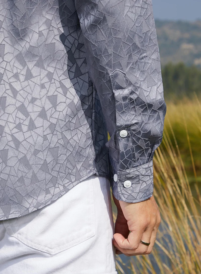 كامبوس سوترا Men's Coin Grey Mozaic-Tactile Shirt